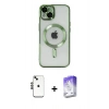 MARSİLYAN™- iPhone 14 Kılıf Nova Işık Özel Seri - Siyah Bilvis 5in1 3D Magic Cam Ekran Koruyucu + Siyah Shine Kamera Lens