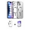 MARSİLYAN™- iPhone 14 Kılıf Nova Işık Özel Seri - Siyah Bilvis 5in1 3D Magic Cam Ekran Koruyucu + Siyah Shine Kamera Lens