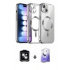 MARSİLYAN™- iPhone 14 Kılıf Nova Işık Özel Seri - Siyah Bilvis 5in1 5D Magic Hayalet Cam Ekran Koruyucu + PVD Metal Kamera Lens - GS