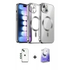 MARSİLYAN™- iPhone 14 Kılıf Nova Işık Özel Seri - Siyah Bilvis 5in1 5D Magic Hayalet Cam Ekran Koruyucu + Shine Kamera Lens - YL