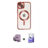 MARSİLYAN™- iPhone 14 Kılıf Nova Işık Özel Seri - Siyah Bilvis 5in1 5D Magic Hayalet Cam Ekran Koruyucu + Raze Metal Kamera Lens - MR