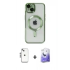 MARSİLYAN™- iPhone 14 Kılıf Nova Işık Özel Seri - Siyah Bilvis 5in1 5D Magic Hayalet Cam Ekran Koruyucu + Shine Kamera Lens - GS