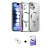 MARSİLYAN™- iPhone 14 Kılıf Nova Işık Özel Seri - Siyah Bilvis 5in1 5D Magic Hayalet Cam Ekran Koruyucu + Diamond Kamera Lens - PE