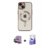 MARSİLYAN™- iPhone 14 Kılıf Nova Işık Özel Seri - Siyah Bilvis 5in1 5D Magic Hayalet Cam Ekran Koruyucu + Raze Metal Kamera Lens - GS