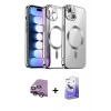 MARSİLYAN™- iPhone 14 Kılıf Nova Işık Özel Seri - Siyah Bilvis 5in1 5D Magic Hayalet Cam Ekran Koruyucu + Raze Metal Kamera Lens - GS