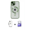MARSİLYAN™- iPhone 14 Kılıf Nova Işık Özel Seri - Siyah Bilvis 5in1 5D Magic Hayalet Cam Ekran Koruyucu + Gökkuşağı Shine Kamera Lens