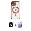 MARSİLYAN™- iPhone 14 Kılıf Nova Işık Özel Seri - Siyah Bilvis 5in1 5D Magic Hayalet Cam Ekran Koruyucu + PVD Metal Kamera Lens - MI