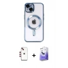 MARSİLYAN™- iPhone 14 Kılıf Nova Işık Özel Seri - Siyah Bilvis 5in1 5D Magic Hayalet Cam Ekran Koruyucu + Shine Kamera Lens - KI