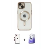 MARSİLYAN™- iPhone 14 Kılıf Nova Işık Özel Seri - Siyah Bilvis 5in1 5D Magic Hayalet Cam Ekran Koruyucu + Shine Kamera Lens - KI