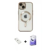 MARSİLYAN™- iPhone 14 Kılıf Nova Işık Özel Seri - Siyah Bilvis 5in1 5D Magic Hayalet Cam Ekran Koruyucu + Diamond Kamera Lens - SABE
