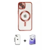 MARSİLYAN™- iPhone 14 Kılıf Nova Işık Özel Seri - Siyah Bilvis 5in1 5D Magic Hayalet Cam Ekran Koruyucu + Gökkuşağı Shine Kamera Lens