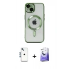 MARSİLYAN™- iPhone 14 Kılıf Nova Işık Özel Seri - Siyah Bilvis 5in1 5D Magic Hayalet Cam Ekran Koruyucu + Shine Kamera Lens - MI
