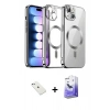 MARSİLYAN™- iPhone 14 Kılıf Nova Işık Özel Seri - Siyah Bilvis 5in1 5D Magic Hayalet Cam Ekran Koruyucu + Diamond Kamera Lens - SABE