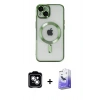 MARSİLYAN™- iPhone 14 Kılıf Nova Işık Özel Seri - Siyah Bilvis 5in1 5D Magic Hayalet Cam Ekran Koruyucu + PVD Metal Kamera Lens - GS