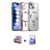 MARSİLYAN™- iPhone 14 Kılıf Nova Işık Özel Seri - Siyah Bilvis 5in1 5D Magic Hayalet Cam Ekran Koruyucu + Raze Metal Kamera Lens - MR