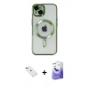 MARSİLYAN™- iPhone 14 Kılıf Nova Işık Özel Seri - Siyah Bilvis 5in1 5D Magic Hayalet Cam Ekran Koruyucu + Diamond Kamera Lens - KI
