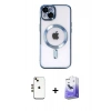 MARSİLYAN™- iPhone 14 Kılıf Nova Işık Özel Seri - Siyah Bilvis 5in1 5D Magic Hayalet Cam Ekran Koruyucu + Shine Kamera Lens - GD