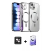 MARSİLYAN™- iPhone 14 Kılıf Nova Işık Özel Seri - Siyah Bilvis 5in1 5D Magic Hayalet Cam Ekran Koruyucu + PVD Metal Kamera Lens - PE