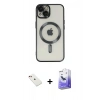 MARSİLYAN™- iPhone 14 Kılıf Nova Işık Özel Seri - Siyah Bilvis 5in1 5D Magic Hayalet Cam Ekran Koruyucu + Diamond Kamera Lens - KI