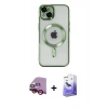 MARSİLYAN™- iPhone 14 Kılıf Nova Işık Özel Seri - Siyah Bilvis 5in1 5D Magic Hayalet Cam Ekran Koruyucu + Kırmızı Raze Metal Kamera Lens