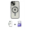 MARSİLYAN™- iPhone 14 Kılıf Nova Işık Özel Seri - Siyah Bilvis 5in1 5D Magic Hayalet Cam Ekran Koruyucu + Shine Kamera Lens - YL