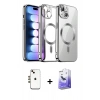 MARSİLYAN™- iPhone 14 Kılıf Nova Işık Özel Seri - Siyah Bilvis 5in1 5D Magic Hayalet Cam Ekran Koruyucu + Shine Kamera Lens - GD