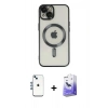 MARSİLYAN™- iPhone 14 Kılıf Nova Işık Özel Seri - Siyah Bilvis 5in1 5D Magic Hayalet Cam Ekran Koruyucu + Shine Kamera Lens - MI