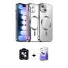 MARSİLYAN™- iPhone 14 Kılıf Nova Işık Özel Seri - Siyah Bilvis 5in1 5D Magic Hayalet Cam Ekran Koruyucu + PVD Metal Kamera Lens - MI