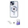 MARSİLYAN™- iPhone 14 Kılıf Nova Işık Özel Seri - Siyah Bilvis 5in1 5D Magic Hayalet Cam Ekran Koruyucu + Diamond Kamera Lens - PE
