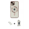 MARSİLYAN™- iPhone 14 Kılıf Nova Işık Özel Seri - Siyah Bilvis Hayalet Cam Ekran Koruyucu + Diamond Kamera Lens - SABE