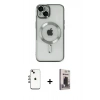 MARSİLYAN™- iPhone 14 Kılıf Nova Işık Özel Seri - Siyah Bilvis Hayalet Cam Ekran Koruyucu + Shine Kamera Lens - GI