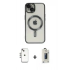 MARSİLYAN™- iPhone 14 Kılıf Nova Işık Özel Seri - Siyah Bilvis Hayalet Cam Ekran Koruyucu + Shine Kamera Lens - GI