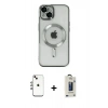 MARSİLYAN™- iPhone 14 Kılıf Nova Işık Özel Seri - Siyah Bilvis Hayalet Cam Ekran Koruyucu + Shine Kamera Lens - GI
