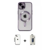 MARSİLYAN™- iPhone 14 Kılıf Nova Işık Özel Seri - Siyah Bilvis Hayalet Cam Ekran Koruyucu + Shine Kamera Lens - GI