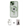 MARSİLYAN™- iPhone 14 Kılıf Nova Işık Özel Seri - Siyah Bilvis Hayalet Cam Ekran Koruyucu + Shine Kamera Lens - GD