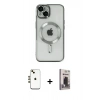 MARSİLYAN™- iPhone 14 Kılıf Nova Işık Özel Seri - Siyah Bilvis Hayalet Cam Ekran Koruyucu + Shine Kamera Lens - GD