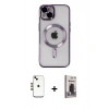 MARSİLYAN™- iPhone 14 Kılıf Nova Işık Özel Seri - Siyah Bilvis Hayalet Cam Ekran Koruyucu + Shine Kamera Lens - GD