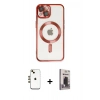 MARSİLYAN™- iPhone 14 Kılıf Nova Işık Özel Seri - Siyah Bilvis Hayalet Cam Ekran Koruyucu + Shine Kamera Lens - GD