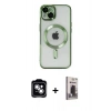 MARSİLYAN™- iPhone 14 Kılıf Nova Işık Özel Seri - Siyah Bilvis Hayalet Cam Ekran Koruyucu + PVD Metal Kamera Lens - GS