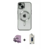 MARSİLYAN™- iPhone 14 Kılıf Nova Işık Özel Seri - Siyah Bilvis Hayalet Cam Ekran Koruyucu + Raze Metal Kamera Lens - MR