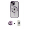 MARSİLYAN™- iPhone 14 Kılıf Nova Işık Özel Seri - Siyah Bilvis Hayalet Cam Ekran Koruyucu + Raze Metal Kamera Lens - MR