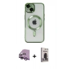 MARSİLYAN™- iPhone 14 Kılıf Nova Işık Özel Seri - Siyah Bilvis Hayalet Cam Ekran Koruyucu + Raze Metal Kamera Lens - MR