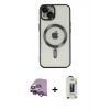 MARSİLYAN™- iPhone 14 Kılıf Nova Işık Özel Seri - Siyah Bilvis Hayalet Cam Ekran Koruyucu + Raze Metal Kamera Lens - MR