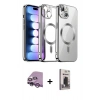 MARSİLYAN™- iPhone 14 Kılıf Nova Işık Özel Seri - Siyah Bilvis Hayalet Cam Ekran Koruyucu + Raze Metal Kamera Lens - MR