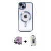 MARSİLYAN™- iPhone 14 Kılıf Nova Işık Özel Seri - Siyah Bilvis Hayalet Cam Ekran Koruyucu + Raze Metal Kamera Lens - MR