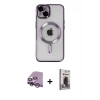MARSİLYAN™- iPhone 14 Kılıf Nova Işık Özel Seri - Siyah Bilvis Hayalet Cam Ekran Koruyucu + Raze Metal Kamera Lens - MR