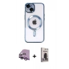 MARSİLYAN™- iPhone 14 Kılıf Nova Işık Özel Seri - Siyah Bilvis Hayalet Cam Ekran Koruyucu + Raze Metal Kamera Lens - MR