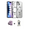 MARSİLYAN™- iPhone 14 Kılıf Nova Işık Özel Seri - Siyah Bilvis Hayalet Cam Ekran Koruyucu + Raze Metal Kamera Lens - MR