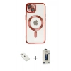 MARSİLYAN™- iPhone 14 Kılıf Nova Işık Özel Seri - Siyah Bilvis Hayalet Cam Ekran Koruyucu + Diamond Kamera Lens - PE