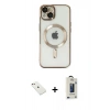 MARSİLYAN™- iPhone 14 Kılıf Nova Işık Özel Seri - Siyah Bilvis Hayalet Cam Ekran Koruyucu + Diamond Kamera Lens - PE